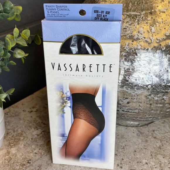 Vassarette Off Black Panty Hose Shaper Tummy Control Nylon Vintage Hosiery XT - Picture 1 of 4